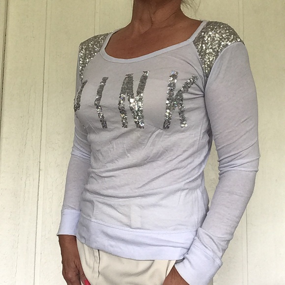 VICTORIAS SECRET PINK Y2K PURPLE SEQUIN TEE XS - Picture 4 of 14